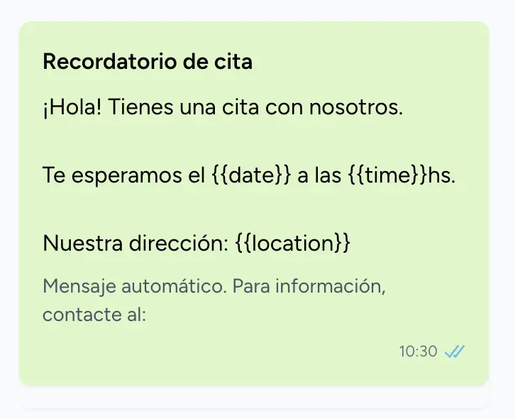 Example of custom reminder message