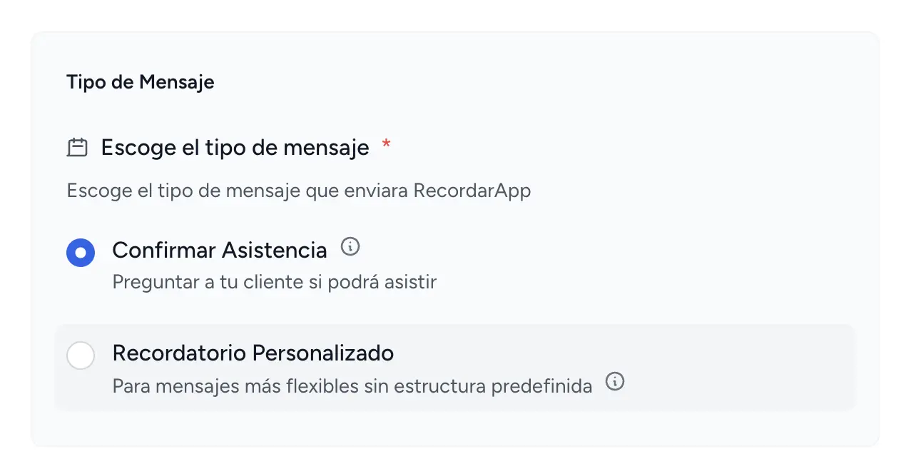 Example of attendance confirmation message