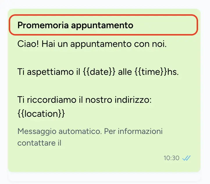 Personalizzazione del titolo del messaggio