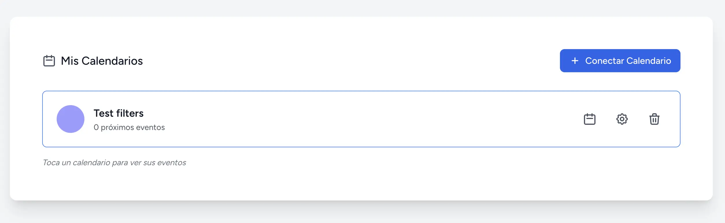 Calendars section in RicordamiApp